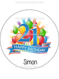 21st Birthday Edible Icing Cake Topper 02 - Male
