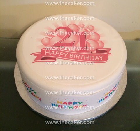 21st Birthday Edible Icing Cake Topper or Ribbon (03)