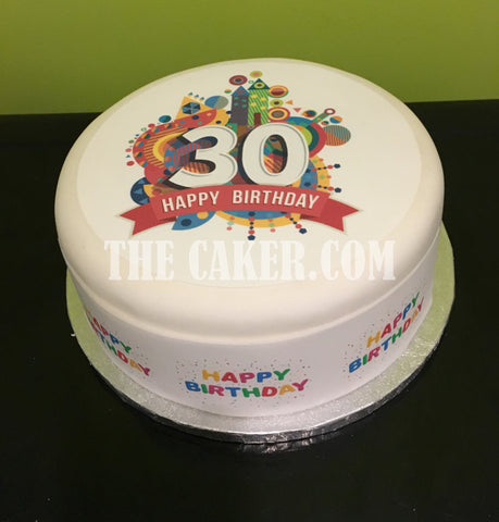 30th Birthday Edible Icing Cake Topper or Ribbon (01)