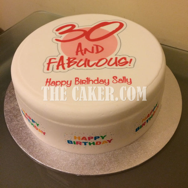 30th Birthday Edible Icing Cake Topper or Ribbon (04)
