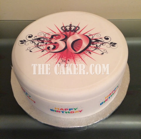 30th Birthday Edible Icing Cake Topper or Ribbon (03)