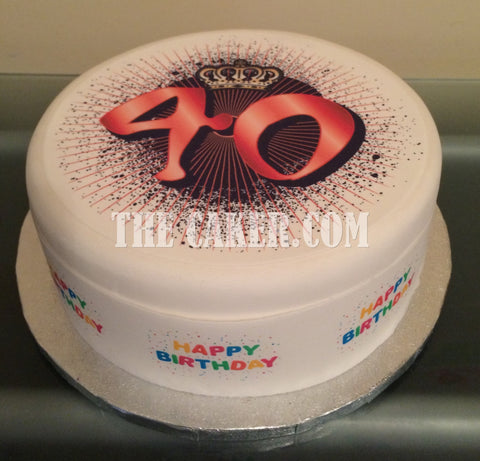 40th Birthday Edible Icing Cake Topper or Ribbon (03)