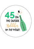 45th Birthday Champagne Edible Icing Cake Topper