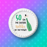 50th Birthday Champagne Edible Icing Cake Topper