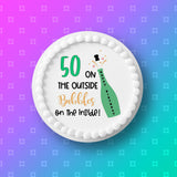 50th Birthday Champagne Edible Icing Cake Topper