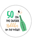 50th Birthday Champagne Edible Icing Cake Topper