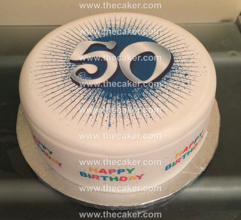 50th Birthday Edible Icing Cake Topper or Ribbon (01)