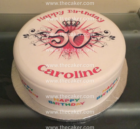50th Birthday Edible Icing Cake Topper or Ribbon (03)