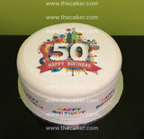 50th Birthday Edible Icing Cake Topper or Ribbon (02)