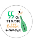 55th Birthday Champagne Edible Icing Cake Topper