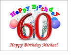 60th Birthday Edible Icing Cake Topper 01