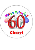60th Birthday Edible Icing Cake Topper 01