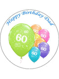 60th Birthday Edible Icing Cake Topper 05