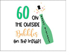 60th Birthday Champagne Edible Icing Cake Topper