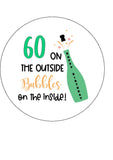 60th Birthday Champagne Edible Icing Cake Topper