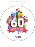 60th Birthday Edible Icing Cake Topper or Ribbon (02)