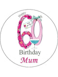 60th Birthday Edible Icing Cake Topper or Ribbon (04)