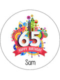 65th Birthday Edible Icing Cake Topper 01