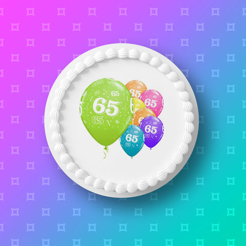 65th Birthday Edible Icing Cake Topper or Ribbon (03)