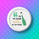 65th Birthday Champagne Edible Icing Cake Topper