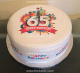 65th Birthday Edible Icing Cake Topper 01