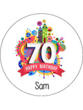 70th Birthday Edible Icing Cake Topper or Ribbon (02)