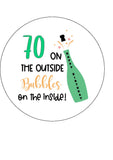 70th Birthday Champagne Edible Icing Cake Topper