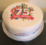 75th Birthday Edible Icing Cake Topper 01