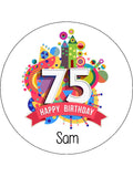 75th Birthday Edible Icing Cake Topper 01