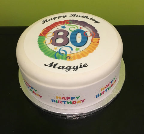 80th Birthday Edible Icing Cake Topper or Ribbon (03)