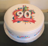 90th Birthday Edible Icing Cake Topper or Ribbon (01)
