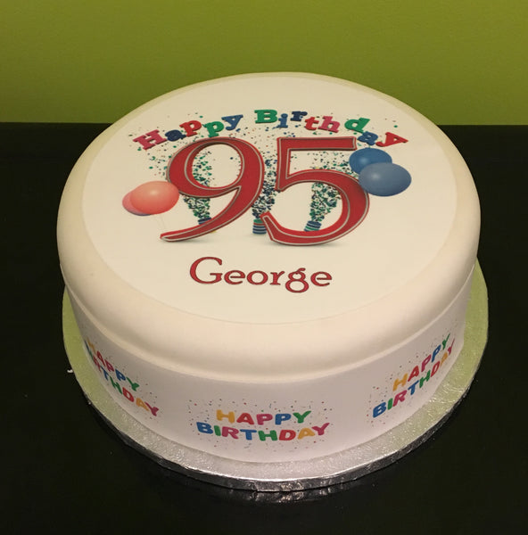 95th Birthday Edible Icing Cake Topper or Ribbon