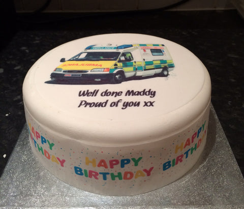 Ambulance Edible Icing Cake Topper or Ribbon
