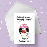 Anniversary Card 03 - Cute Penguin holding heart