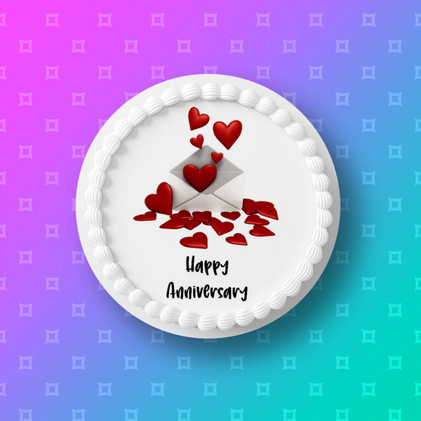 Anniversary Edible Icing Cake Topper 09
