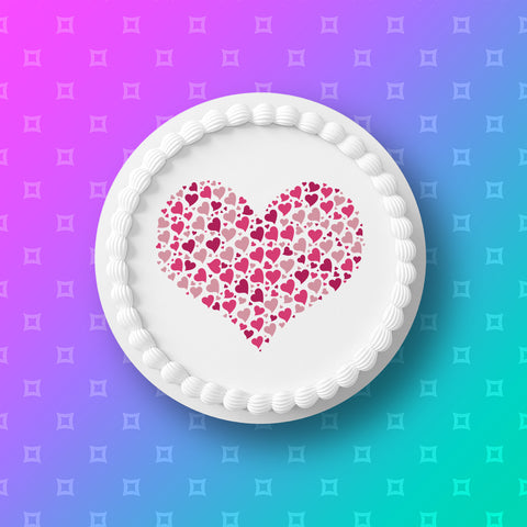 Anniversary Edible Icing Cake Topper 12 - Beautiful Love Hearts