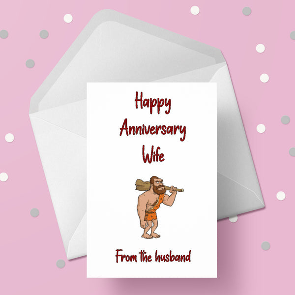 Funny Anniversary Card for wife 36 - Caveman theme