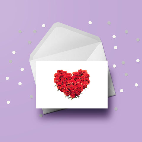 Red Roses Love Heart Card