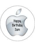 Apple Logo Edible Icing Cake Topper or Ribbon