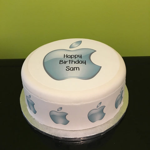 Apple Logo Edible Icing Cake Topper or Ribbon