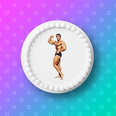 Arnold Schwarzenegger 02 Edible Icing Cake Topper or Ribbon