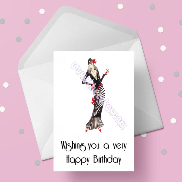 Art Deco Lady Birthday Card 01