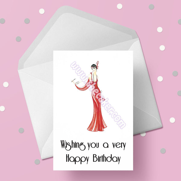 Art Deco Lady Birthday Card 02