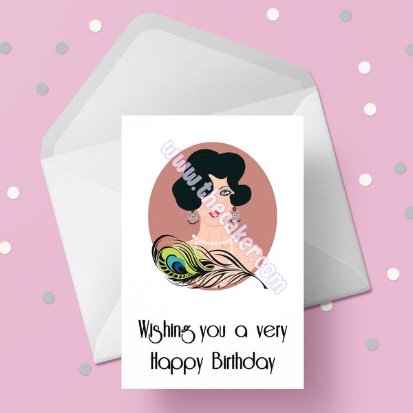 Art Deco Lady Birthday Card 05