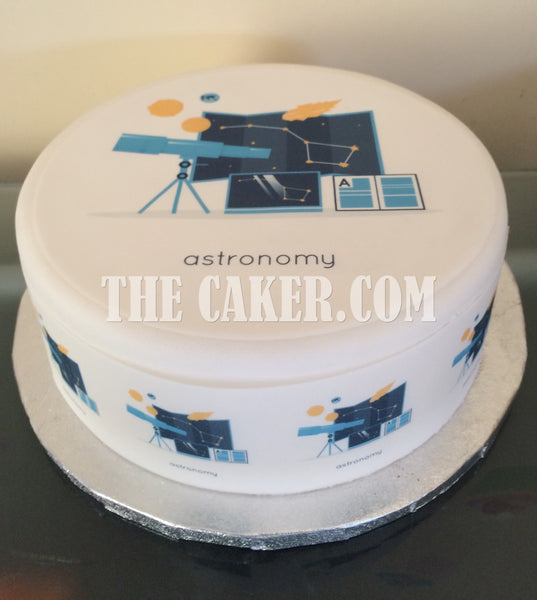 Astronomy Telescope Edible Icing Cake Topper 01