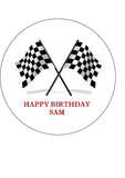 F1 Black & White Checkered Flags Edible Icing Cake Topper