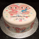 New Baby Edible Icing Cake Topper 07 - Baby Shower Twins