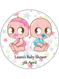 New Baby Edible Icing Cake Topper 07 - Baby Shower Twins
