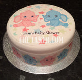 New Baby Edible Icing Cake Topper 06 - Baby Shower Twins