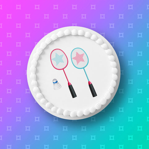 Badminton Edible Icing Cake Topper